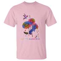 Autism Awareness T Shirt Colorful Sunflower With Bird Spectrum Ribbon - Wonder Print Shop