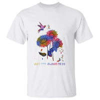 Autism Awareness T Shirt Colorful Sunflower With Bird Spectrum Ribbon - Wonder Print Shop