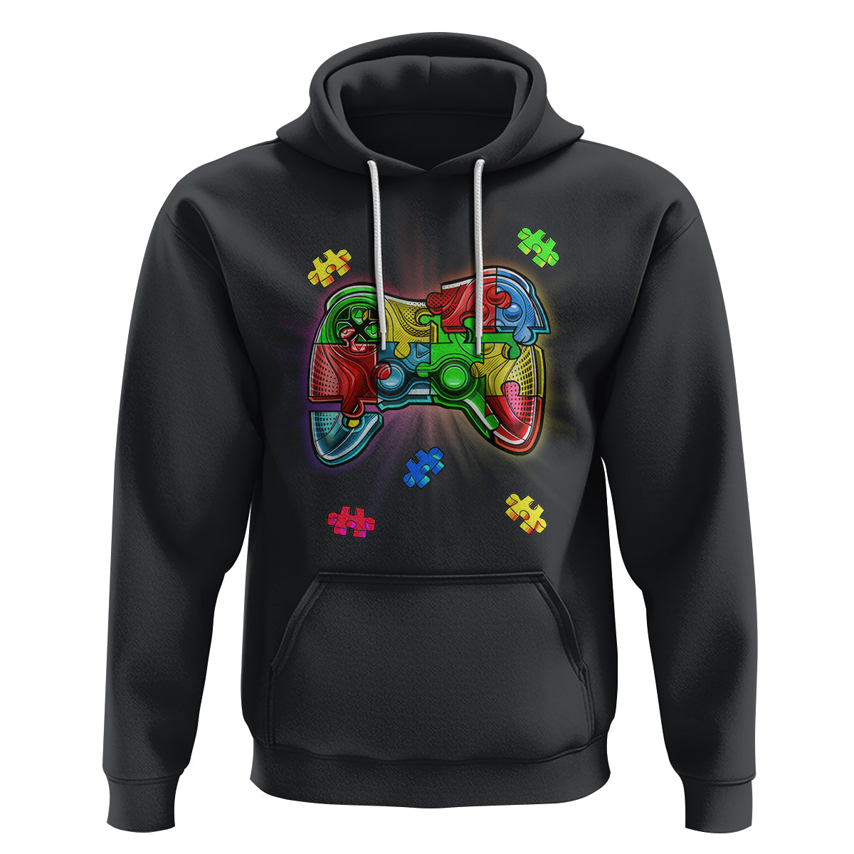 Autism Awareness Gamer Hoodie Video Game Control Puzzle Piece - Wonder Print Shop