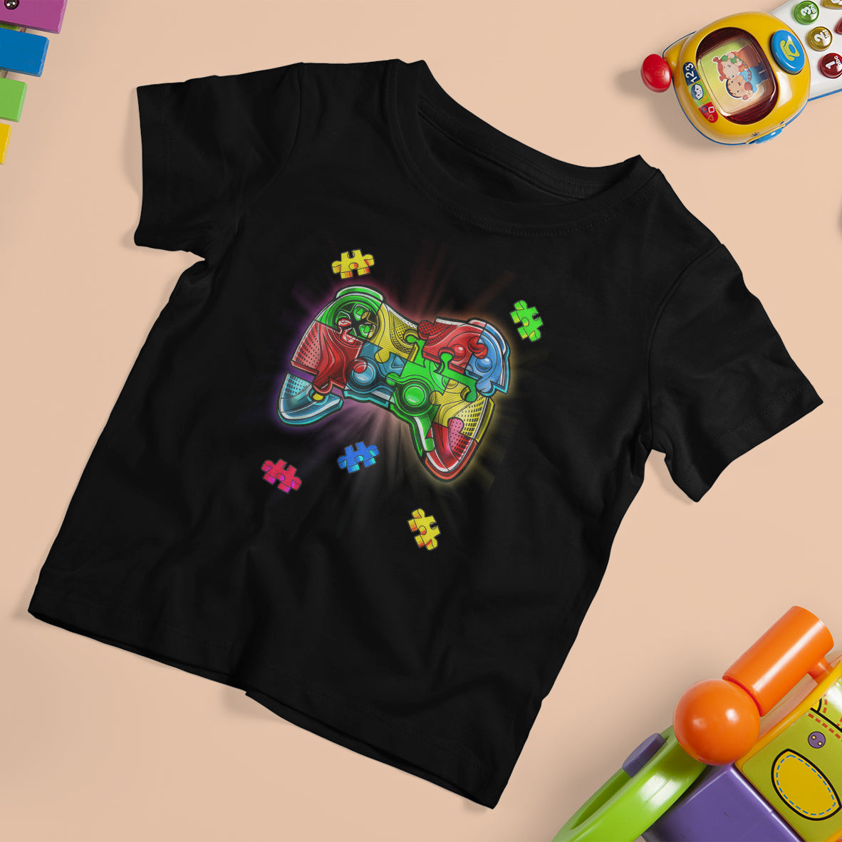Autism Awareness Gamer T Shirt For Kid Video Game Control Puzzle Piece - Wonder Print Shop