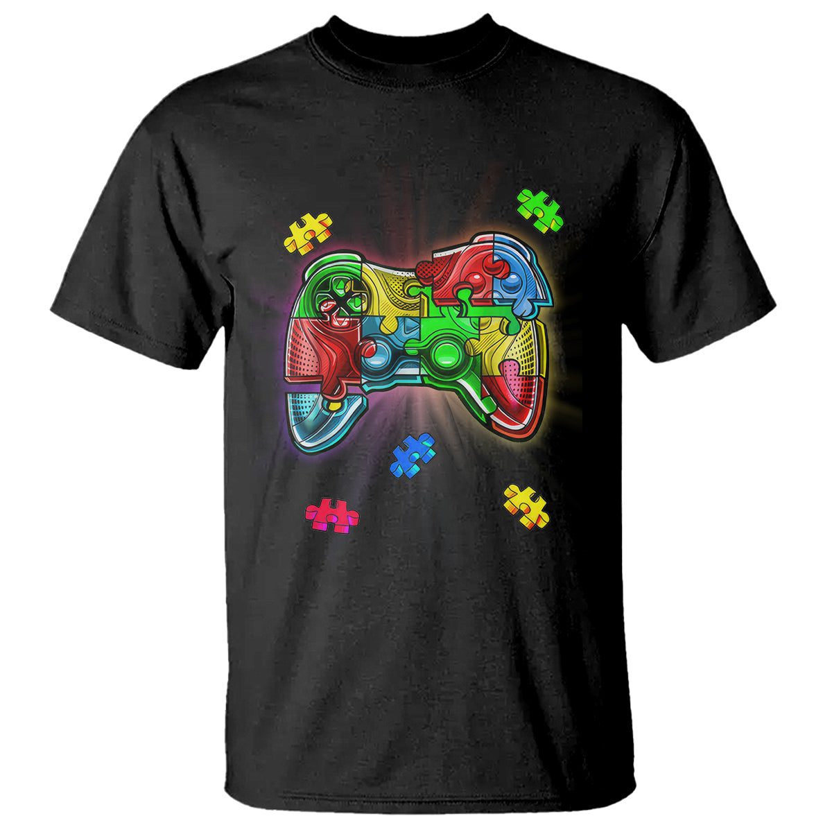 Autism Awareness Gamer T Shirt Video Game Control Puzzle Piece - Wonder Print Shop