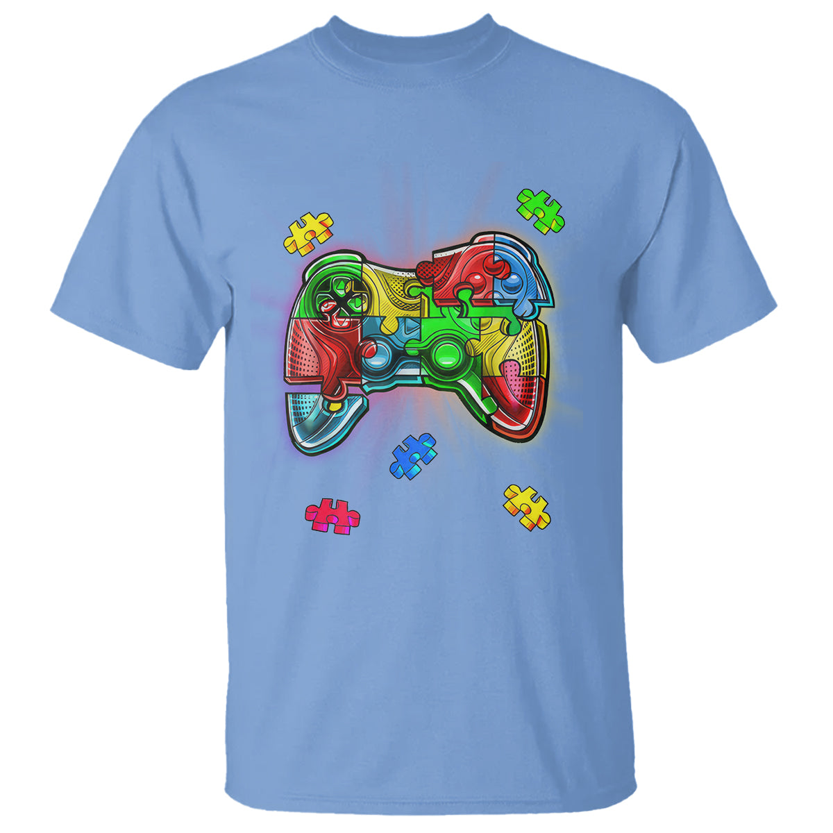 Autism Awareness Gamer T Shirt Video Game Control Puzzle Piece - Wonder Print Shop