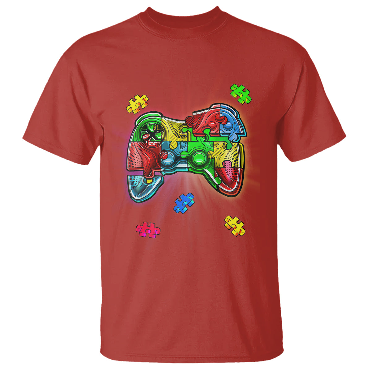Autism Awareness Gamer T Shirt Video Game Control Puzzle Piece - Wonder Print Shop