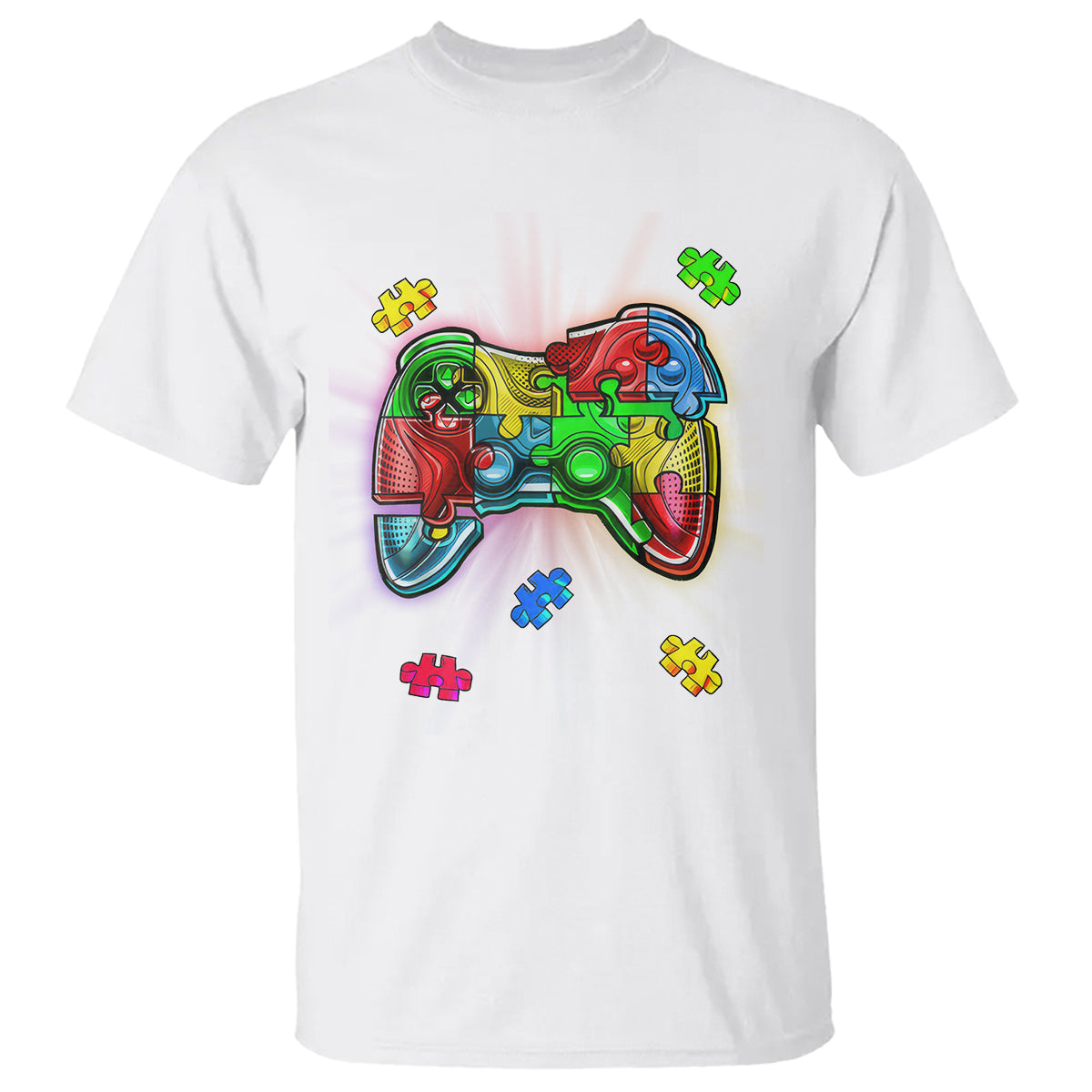 Autism Awareness Gamer T Shirt Video Game Control Puzzle Piece - Wonder Print Shop