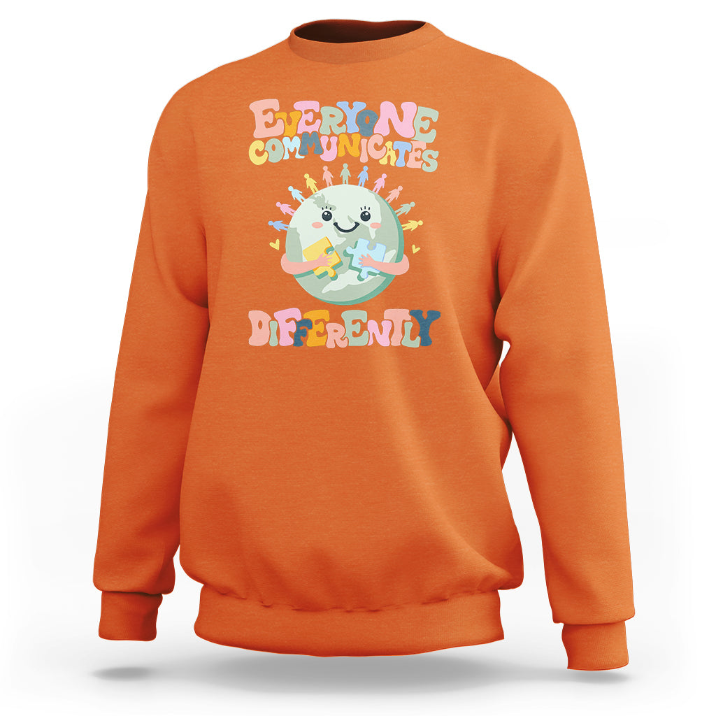 Autism Acceptance Sweatshirt Everyone Communicates Differently Embrace Autism Be Kind - Wonder Print Shop