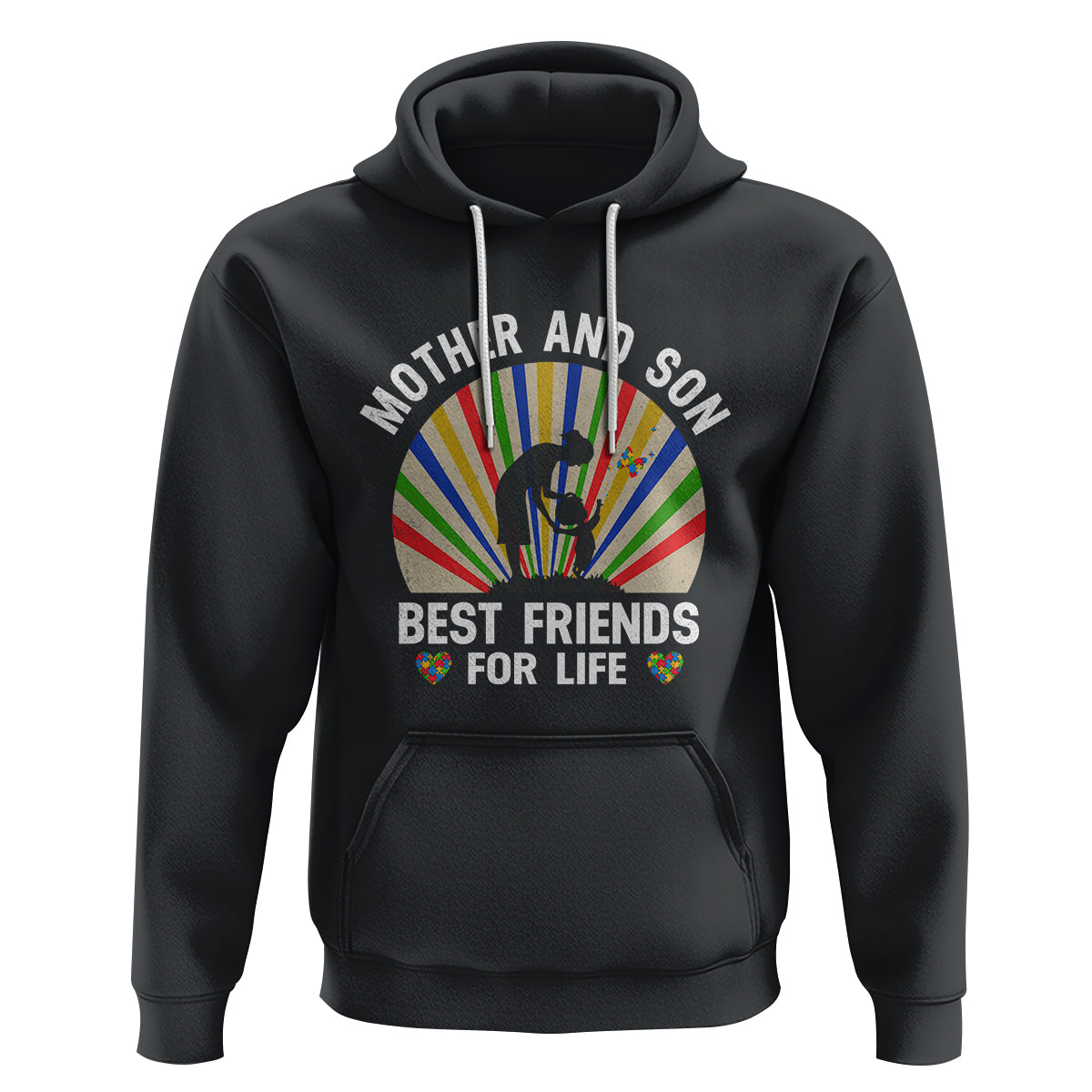 Autism Mom Hoodie Mother And Son Best Friends For Life Retro - Wonder Print Shop