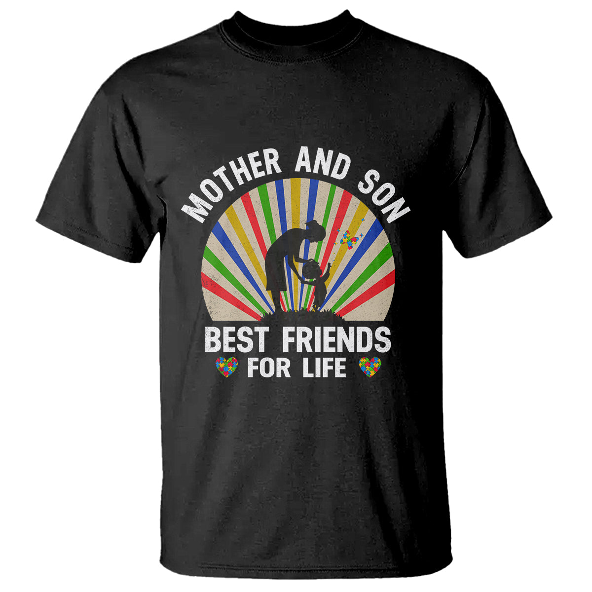 Autism Mom T Shirt Mother And Son Best Friends For Life Retro - Wonder Print Shop