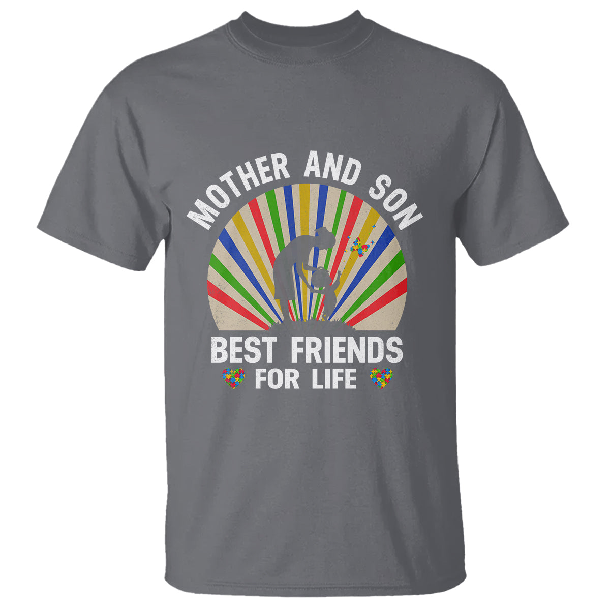 Autism Mom T Shirt Mother And Son Best Friends For Life Retro - Wonder Print Shop