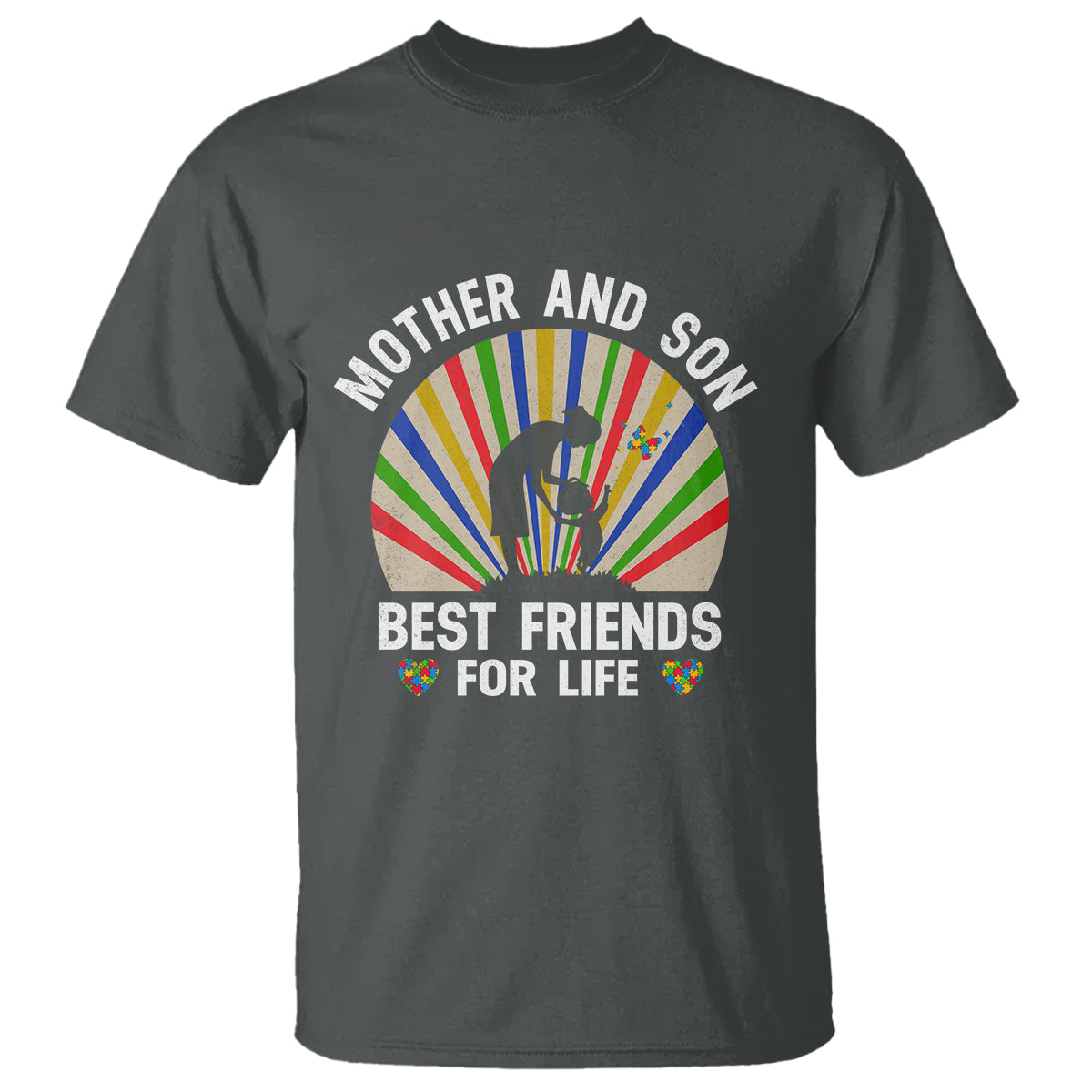 Autism Mom T Shirt Mother And Son Best Friends For Life Retro - Wonder Print Shop