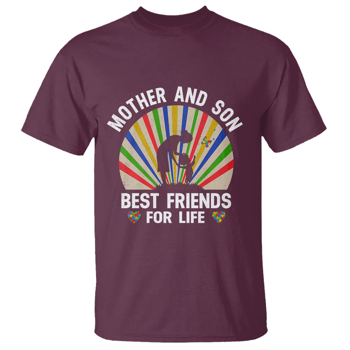 Autism Mom T Shirt Mother And Son Best Friends For Life Retro - Wonder Print Shop