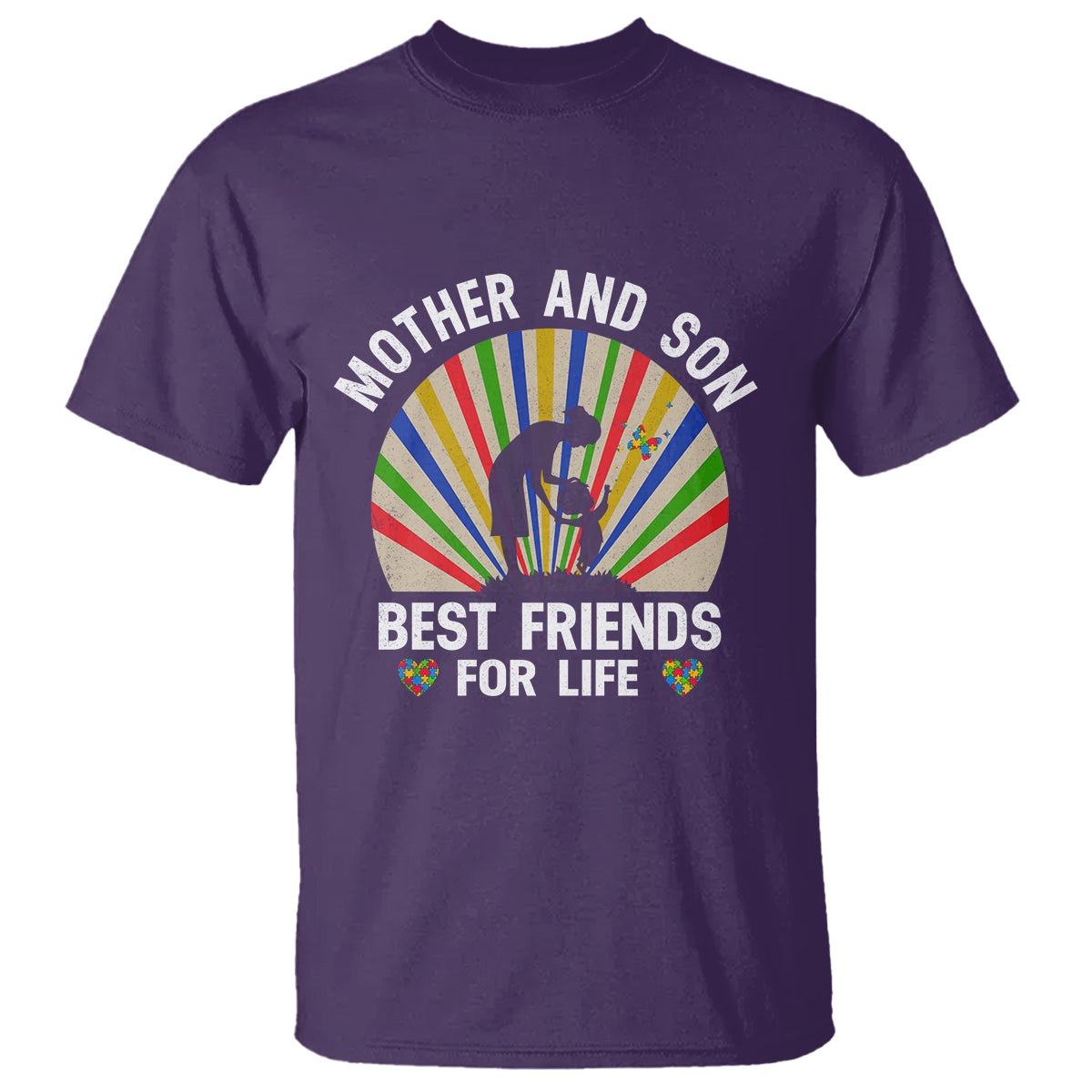 Autism Mom T Shirt Mother And Son Best Friends For Life Retro - Wonder Print Shop