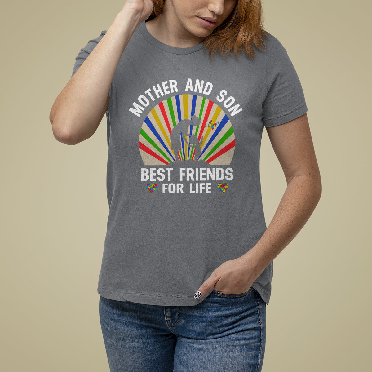 Autism Mom T Shirt For Women Mother And Son Best Friends For Life Retro - Wonder Print Shop