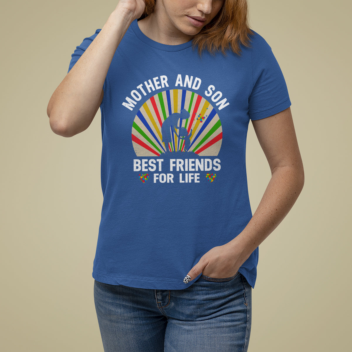 Autism Mom T Shirt For Women Mother And Son Best Friends For Life Retro - Wonder Print Shop