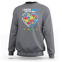 Autism Parents Sweatshirt I Wear Blue For My Son, Understanding Acceptance Courage Strength, Puzzle Heart - Wonder Print Shop