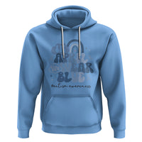 Autism Awareness Hoodie In April We Wear Blue Rainbow Retro Groovy - Wonder Print Shop
