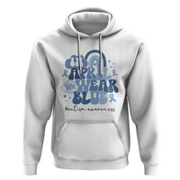 Autism Awareness Hoodie In April We Wear Blue Rainbow Retro Groovy - Wonder Print Shop