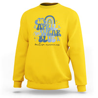 Autism Awareness Sweatshirt In April We Wear Blue Rainbow Retro Groovy - Wonder Print Shop
