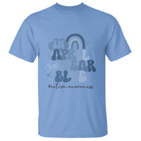 Autism Awareness T Shirt In April We Wear Blue Rainbow Retro Groovy - Wonder Print Shop