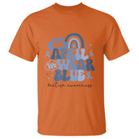 Autism Awareness T Shirt In April We Wear Blue Rainbow Retro Groovy - Wonder Print Shop