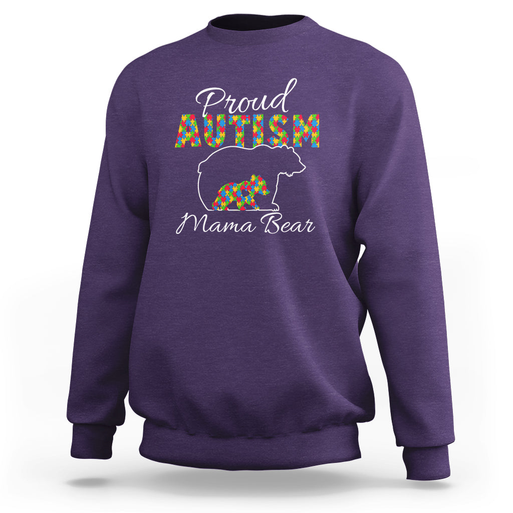 Proud Autism Mom Sweatshirt Mama Bear - Wonder Print Shop