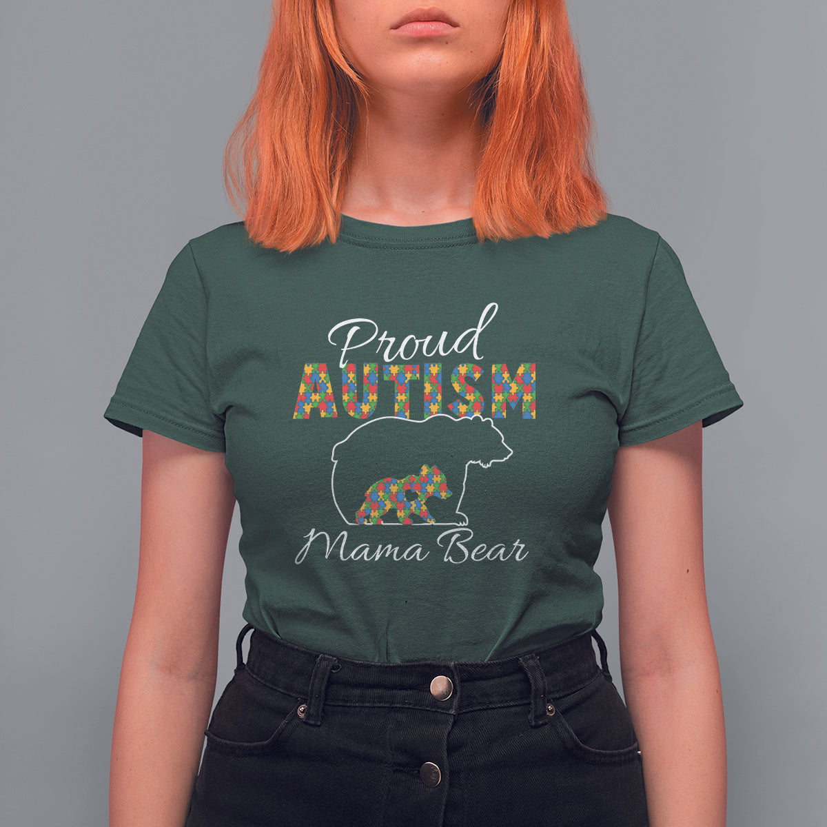 Proud Autism Mom T Shirt For Women Mama Bear - Wonder Print Shop