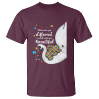 Elephant Autism T Shirt What Makes You Different Is What Makes You Beautiful Puzzle Pieces - Wonder Print Shop