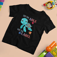 Turtle Autism T Shirt For Kid See The Able Not The Label Puzzle Pieces - Wonder Print Shop