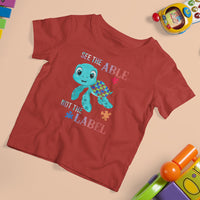 Turtle Autism T Shirt For Kid See The Able Not The Label Puzzle Pieces - Wonder Print Shop