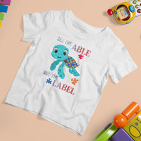 Turtle Autism T Shirt For Kid See The Able Not The Label Puzzle Pieces - Wonder Print Shop