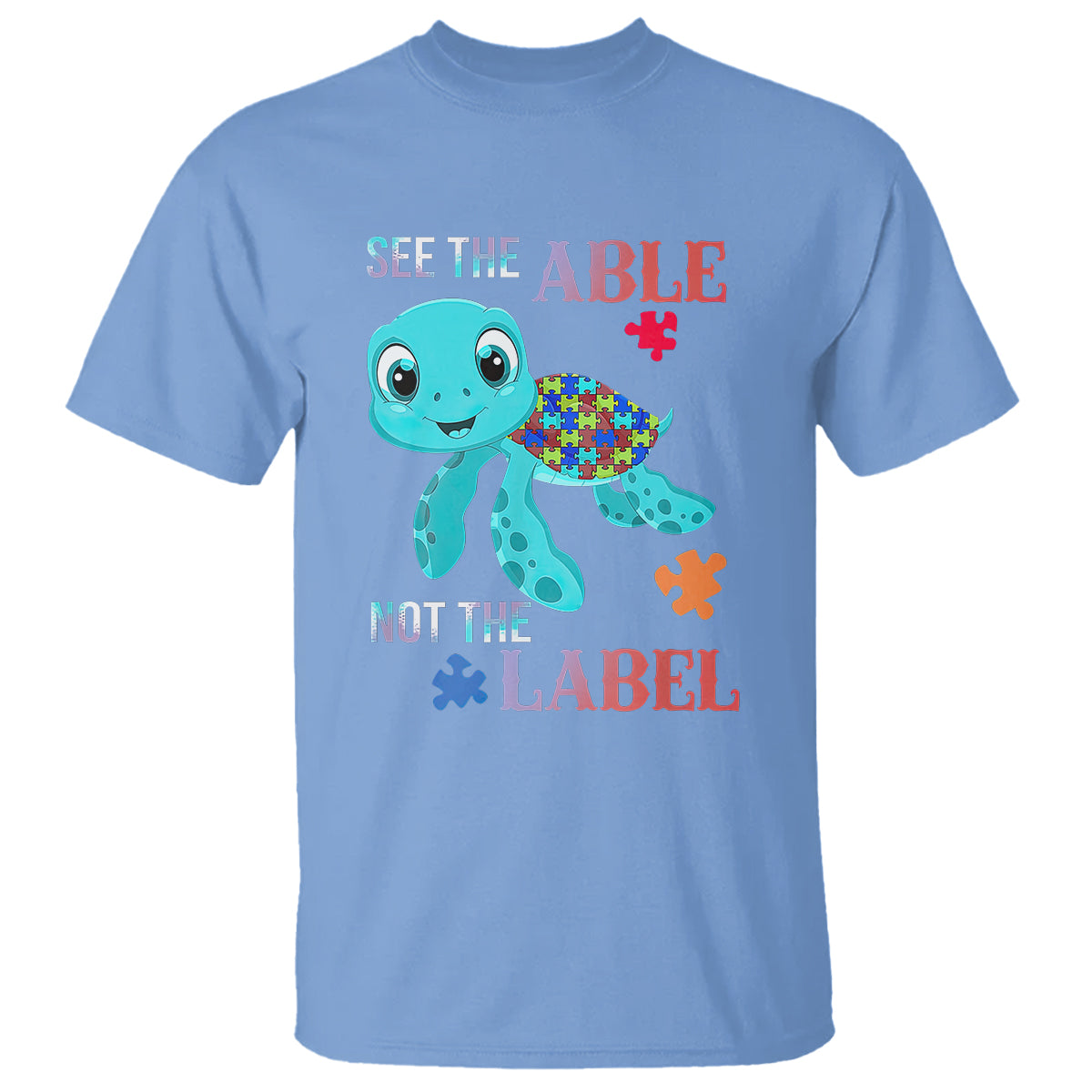 Turtle Autism T Shirt See The Able Not The Label Puzzle Pieces - Wonder Print Shop