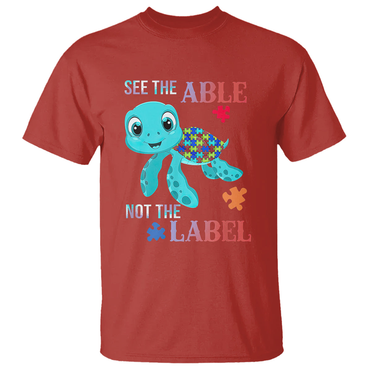 Turtle Autism T Shirt See The Able Not The Label Puzzle Pieces - Wonder Print Shop