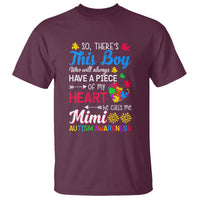 Autism Grandma T Shirt This Boy Will Always Have A Piece Of My Heart He Calls Me Mimi Autism Awareness - Wonder Print Shop