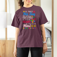 Autism Grandma T Shirt For Women This Boy Will Always Have A Piece Of My Heart He Calls Me Mimi Autism Awareness - Wonder Print Shop