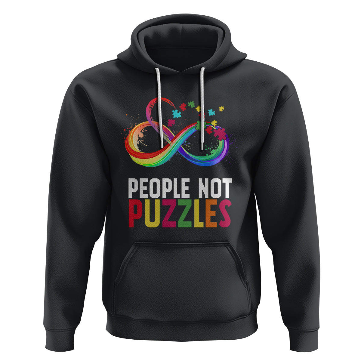 Autism Acceptance Hoodie People Not Puzzles Spectrum Infinity - Wonder Print Shop