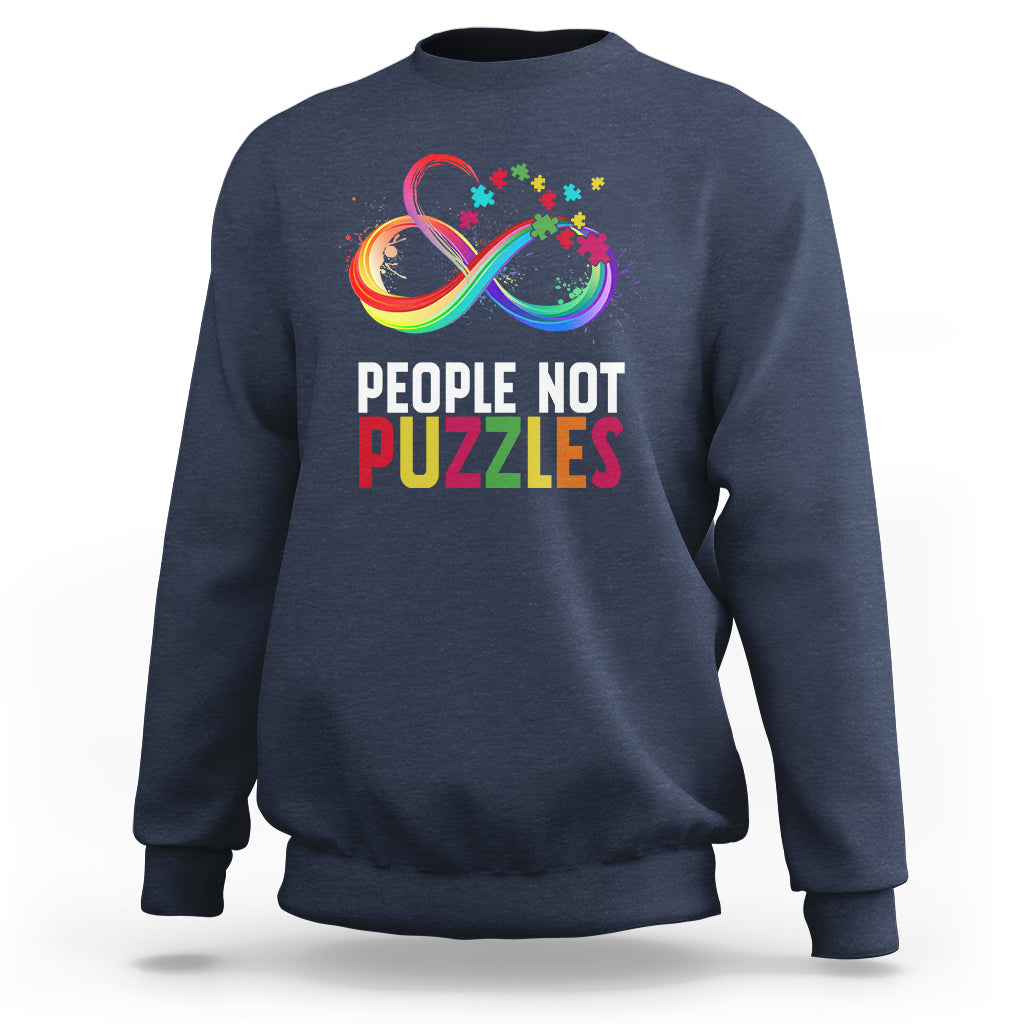 Autism Acceptance Sweatshirt People Not Puzzles Spectrum Infinity - Wonder Print Shop