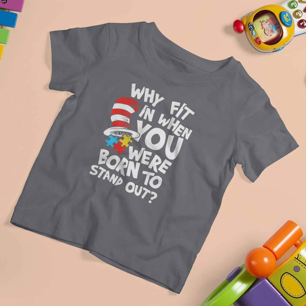 Proud Autism T Shirt For Kid Why Fit In When You Were Born To Stand Out - Wonder Print Shop