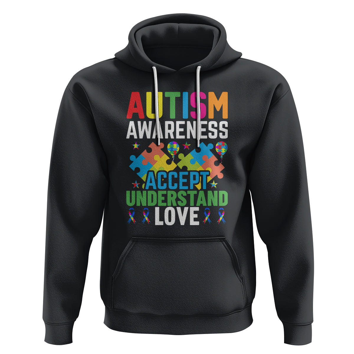 Autism Awareness Hoodie Accept Understand Love Spectrum Blue Ribbon - Wonder Print Shop