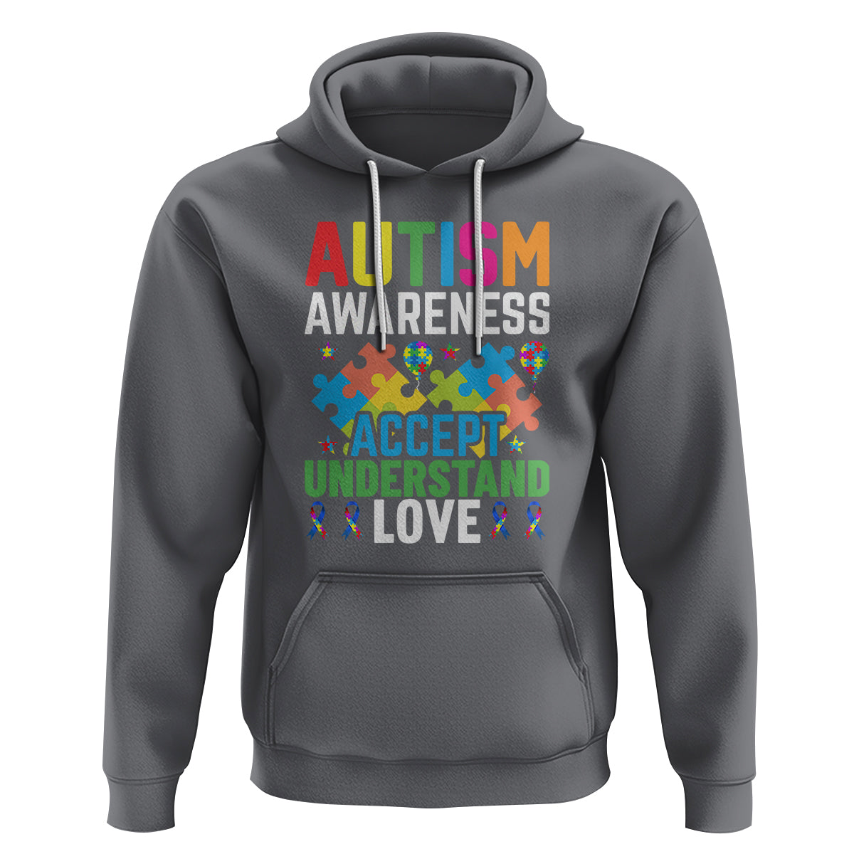 Autism Awareness Hoodie Accept Understand Love Spectrum Blue Ribbon - Wonder Print Shop