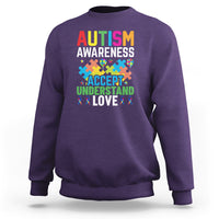 Autism Awareness Sweatshirt Accept Understand Love Spectrum Blue Ribbon - Wonder Print Shop