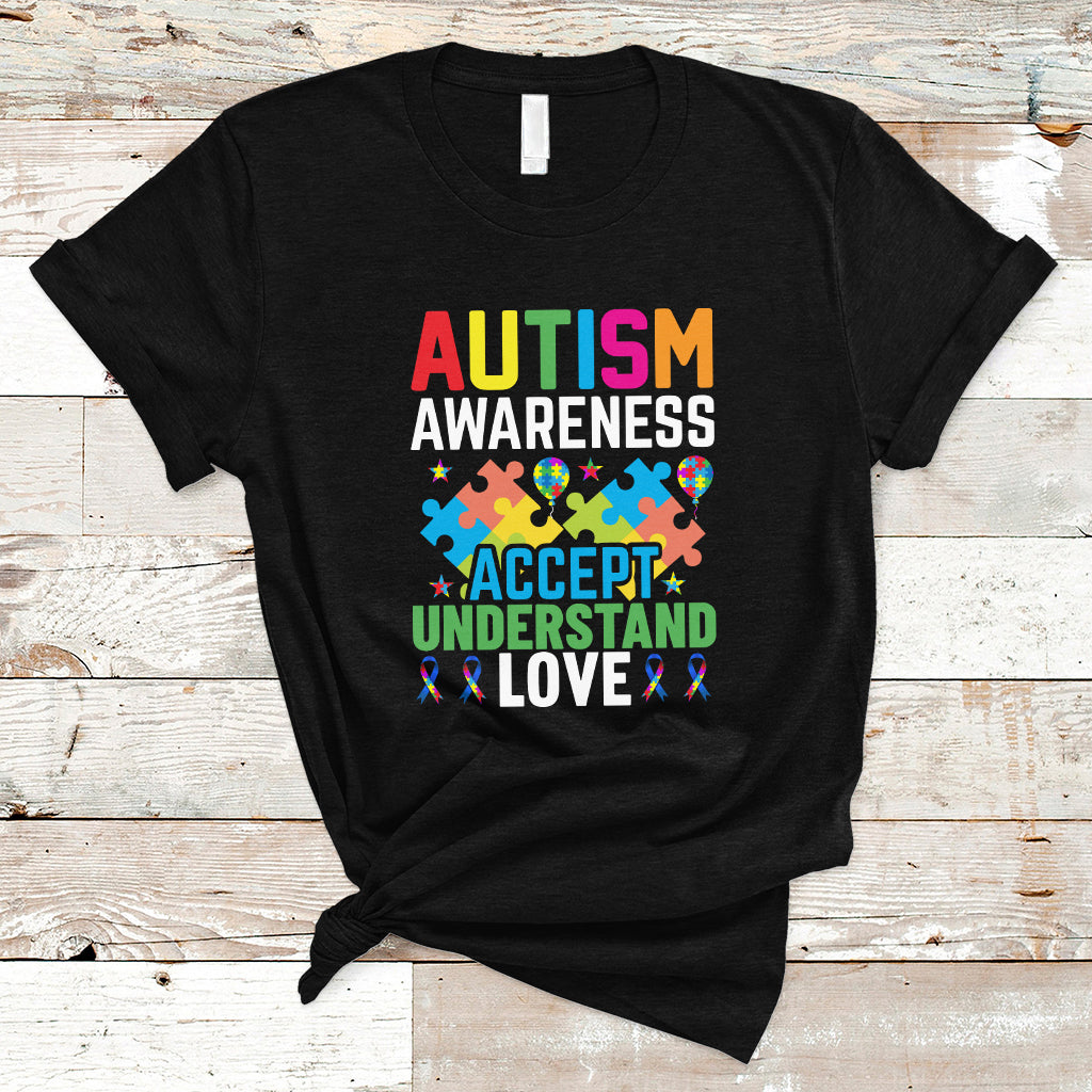 Autism Awareness T Shirt Accept Understand Love Spectrum Blue Ribbon - Wonder Print Shop
