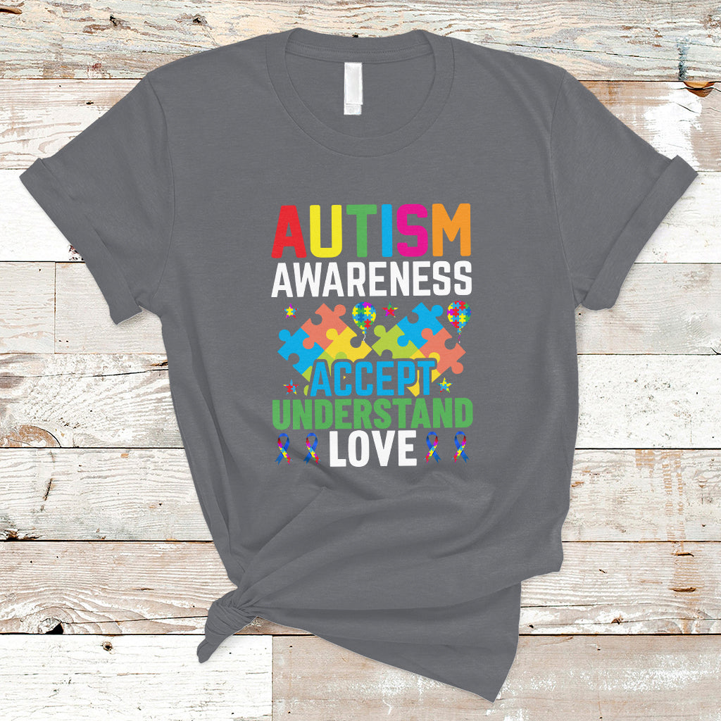 Autism Awareness T Shirt Accept Understand Love Spectrum Blue Ribbon - Wonder Print Shop