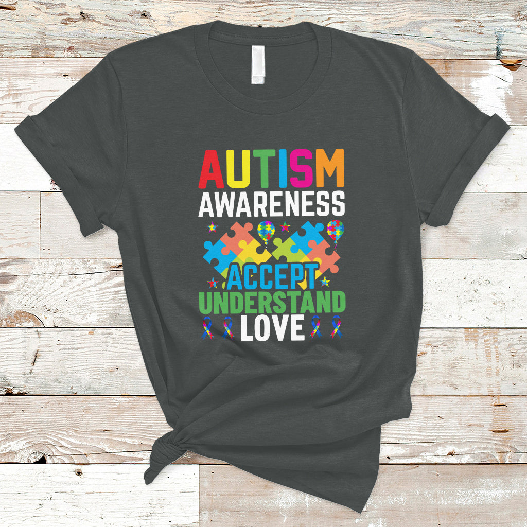 Autism Awareness T Shirt Accept Understand Love Spectrum Blue Ribbon - Wonder Print Shop