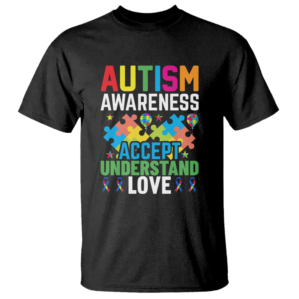 Autism Awareness T Shirt Accept Understand Love Spectrum Blue Ribbon - Wonder Print Shop