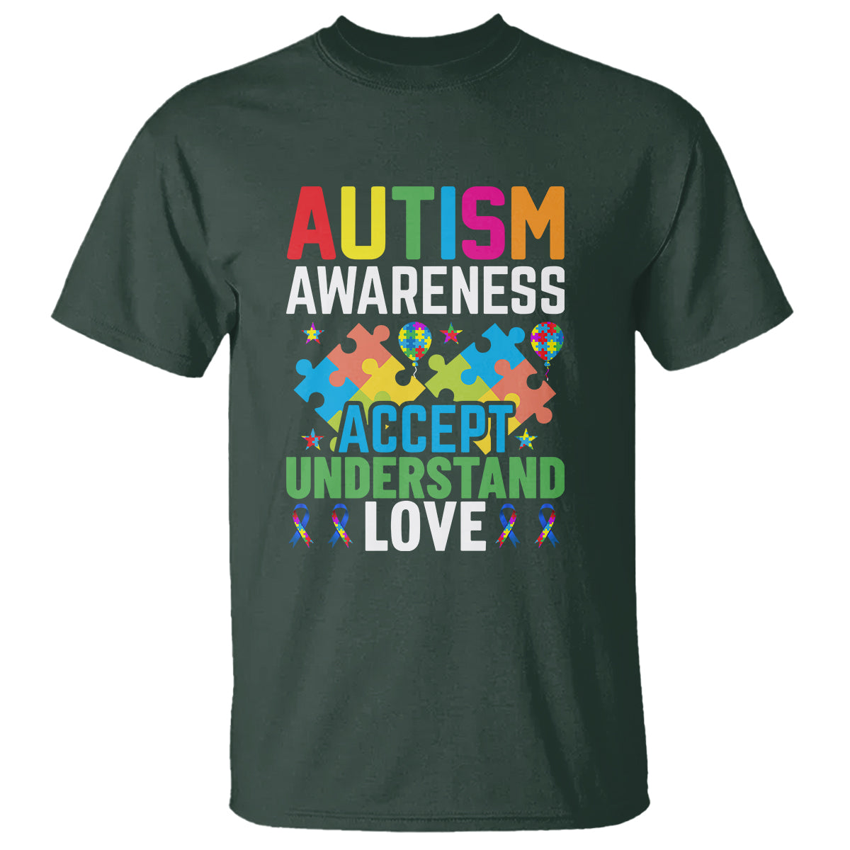 Autism Awareness T Shirt Accept Understand Love Spectrum Blue Ribbon - Wonder Print Shop