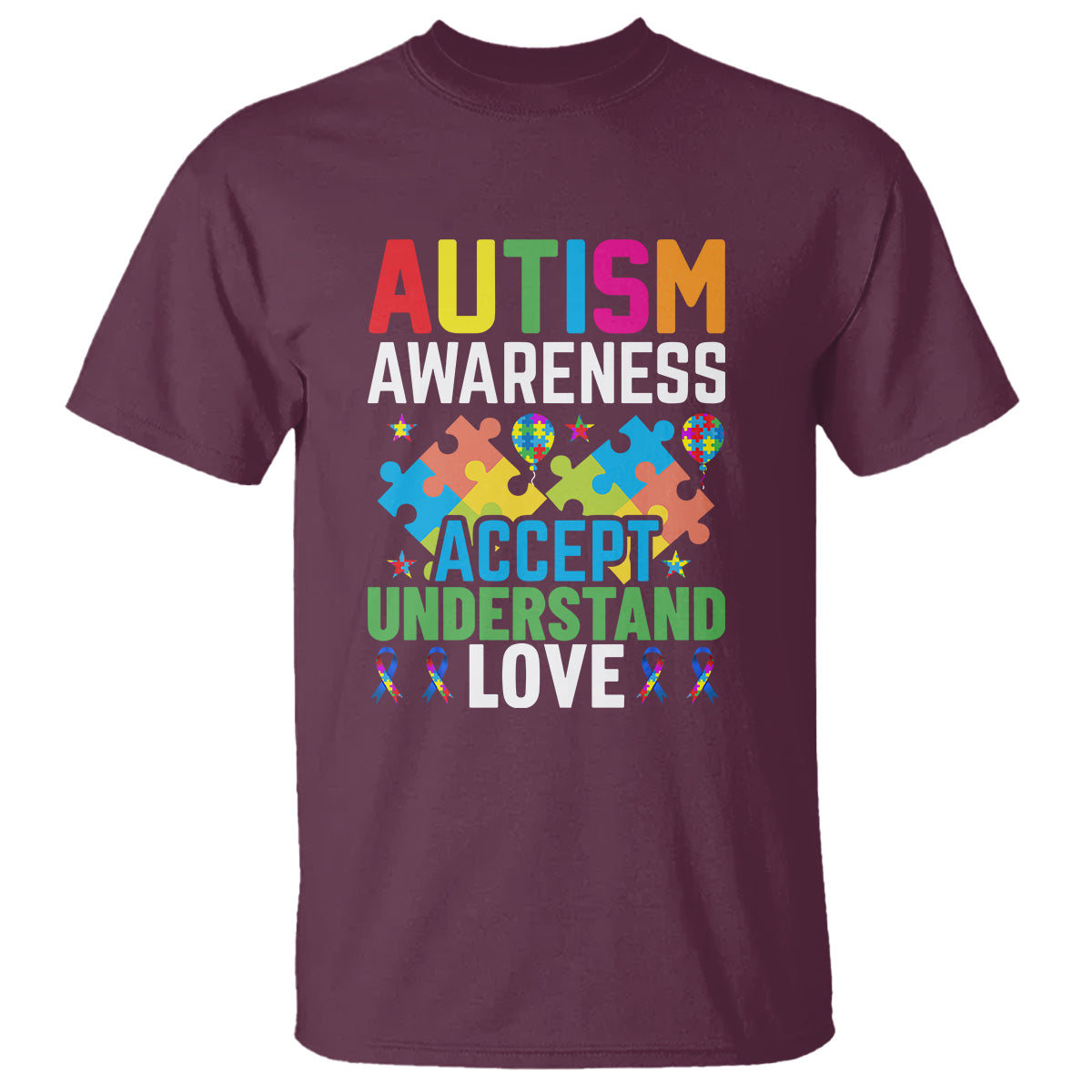 Autism Awareness T Shirt Accept Understand Love Spectrum Blue Ribbon - Wonder Print Shop