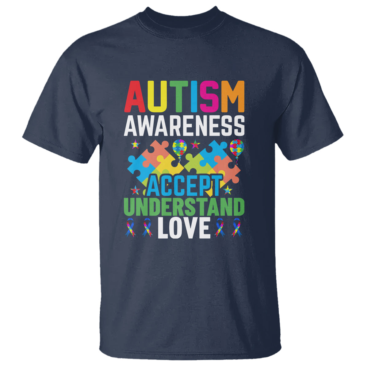 Autism Awareness T Shirt Accept Understand Love Spectrum Blue Ribbon - Wonder Print Shop