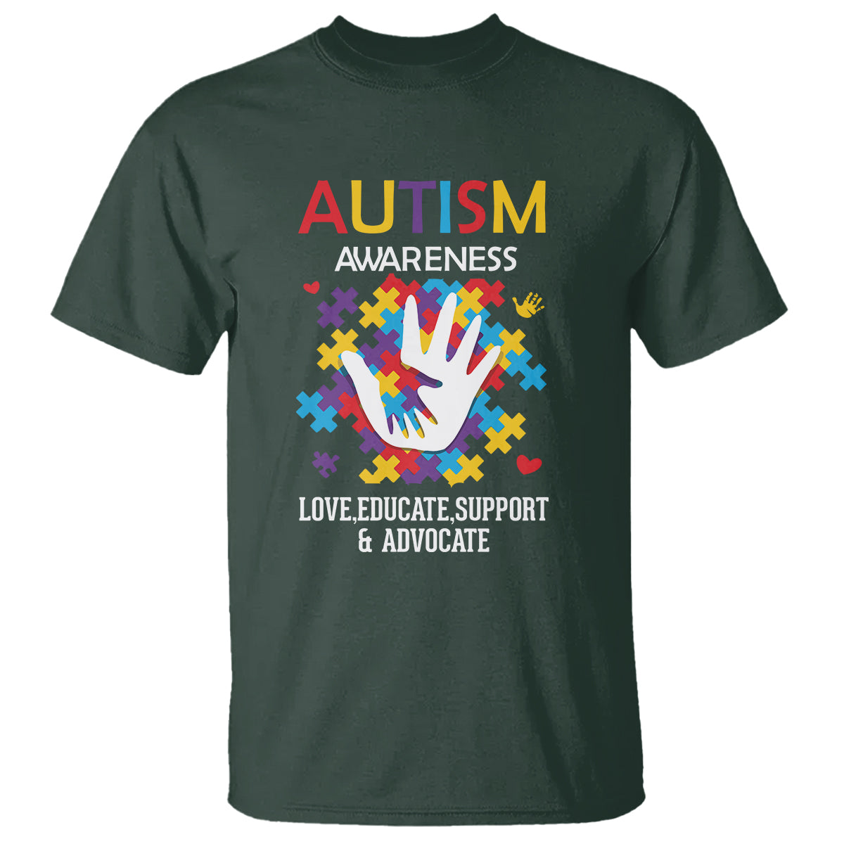 Autism Awareness T Shirt Love Educate Support Advocate - Wonder Print Shop