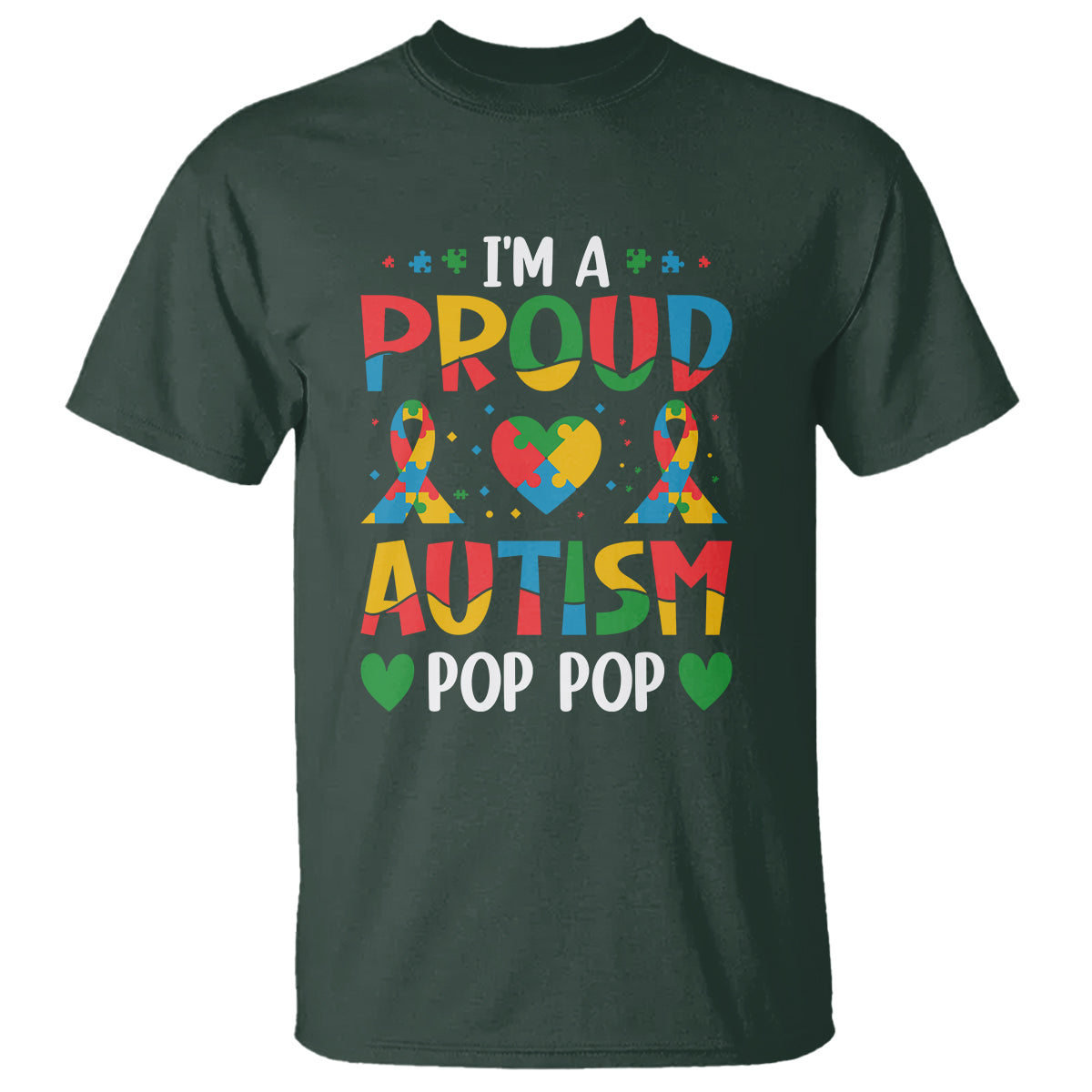 Autism Grandpa T Shirt I'm A Proud Autism Pop Pop - Wonder Print Shop