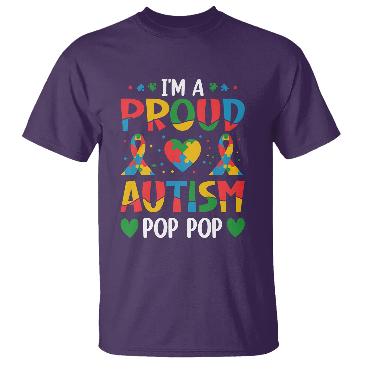 Autism Grandpa T Shirt I'm A Proud Autism Pop Pop - Wonder Print Shop