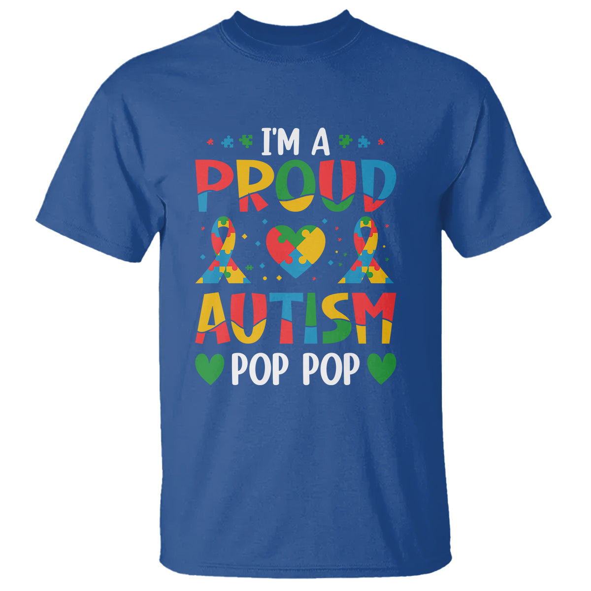 Autism Grandpa T Shirt I'm A Proud Autism Pop Pop - Wonder Print Shop
